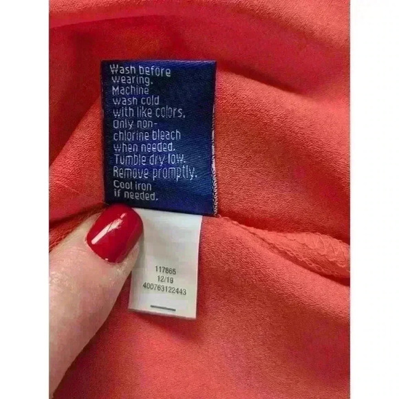 NWT Apt. 9 V-neck Peachy Pink Coral Sheer Lace Bell 3/4 Sleeve Blouse XXL - Picture 7 of 10